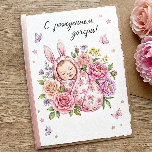 Бесплатная открытка с рождением дочери
