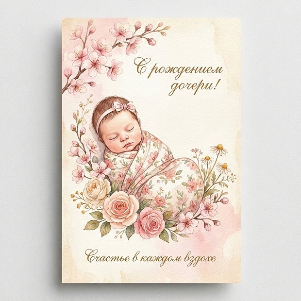 Открытка с рождением дочери для мамы
