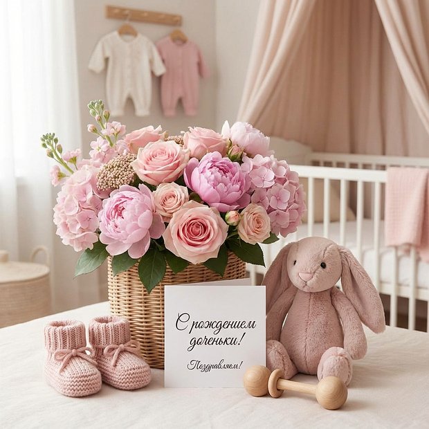 Открытка маме с рождением дочери
