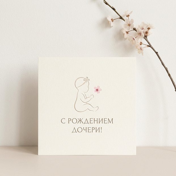Красивая открытка с рождением дочери
