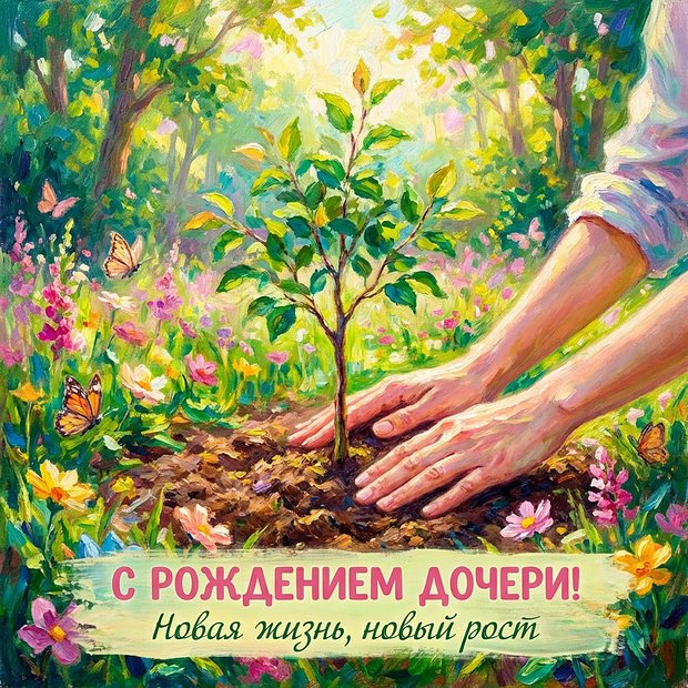 Открытка с рождением дочери

