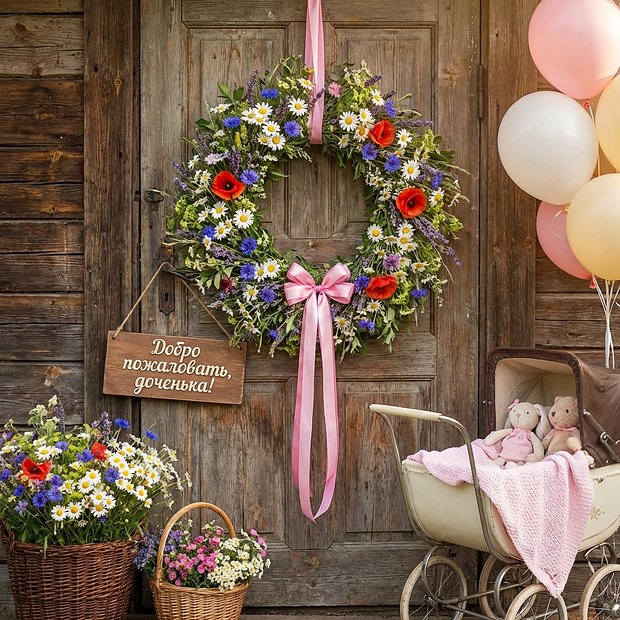 Поздравление с рождением дочери на открытке