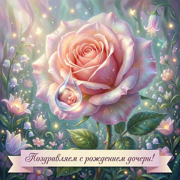 Скачать открытку с рождением дочери
