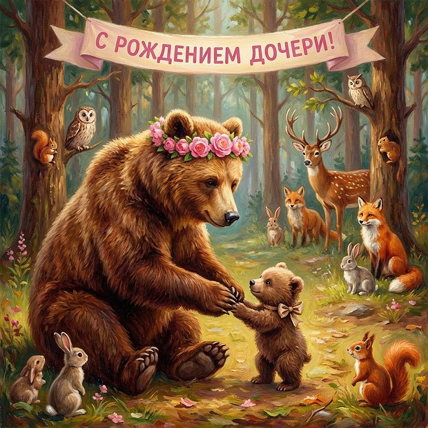 Красивая открытка с рождением дочери
