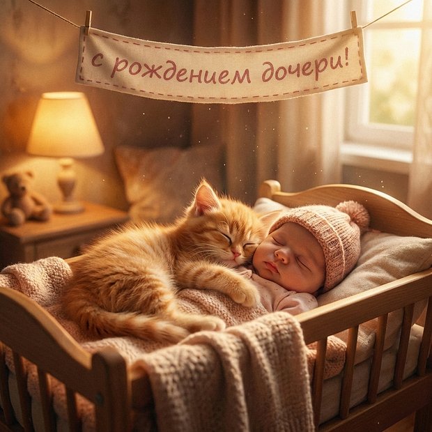 Открытка маме с рождением дочери
