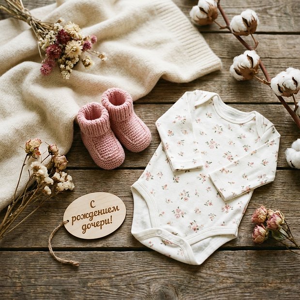 Открытка с рождением дочери

