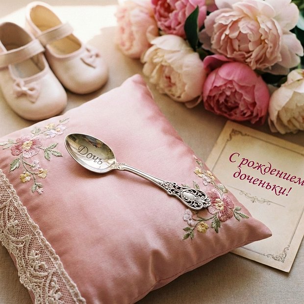 Скачать открытку с рождением дочери
