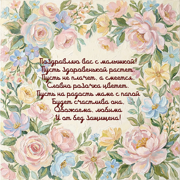 Красивая открытка с рождением дочери
