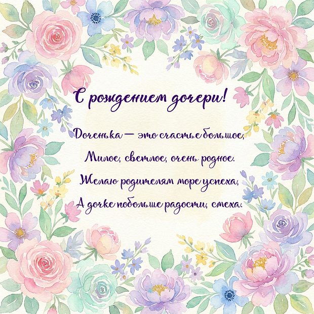Открытка с рождением дочери
