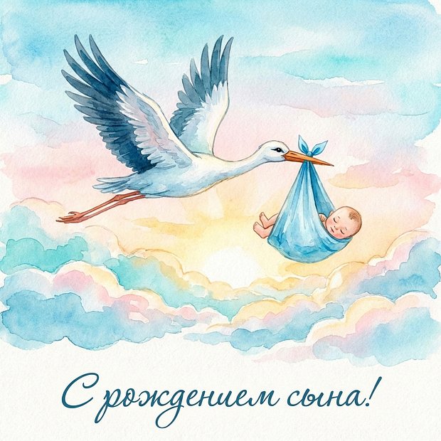 Бесплатная открытка с рождением сына
