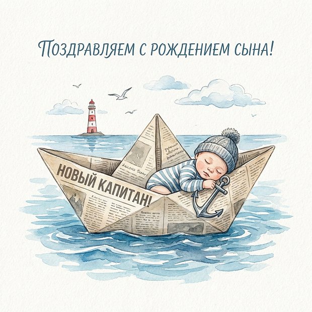 Поздравление с рождением сына на открытке