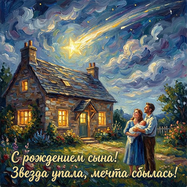 Поздравление с рождением сына на открытке