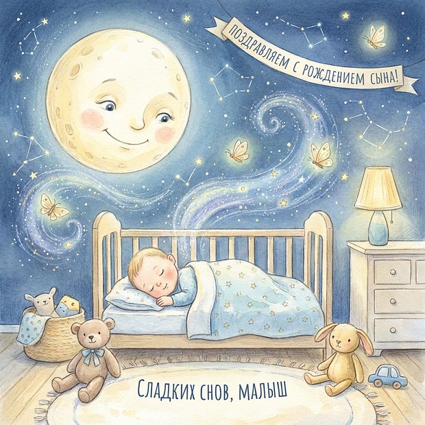 Скачать открытку с рождением сына
