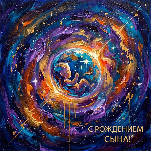 Бесплатная открытка с рождением сына
