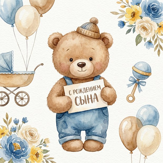 Открытки с рождением сына с пожеланиями
