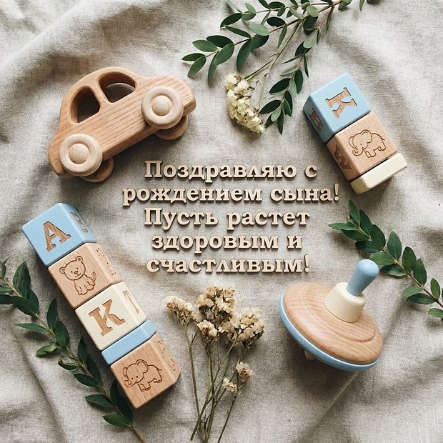 Красивая открытка с рождением сына
