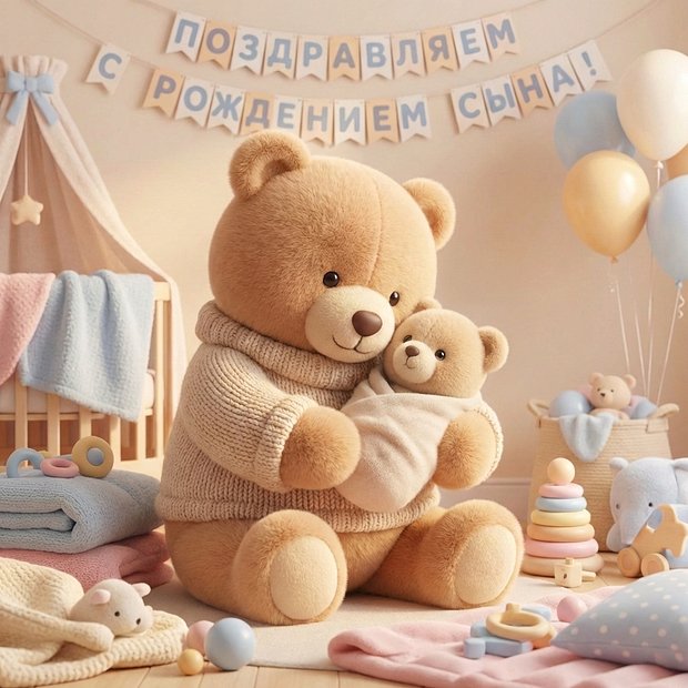 Открытка с рождением сына для мамы
