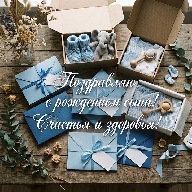 Скачать открытку с рождением сына
