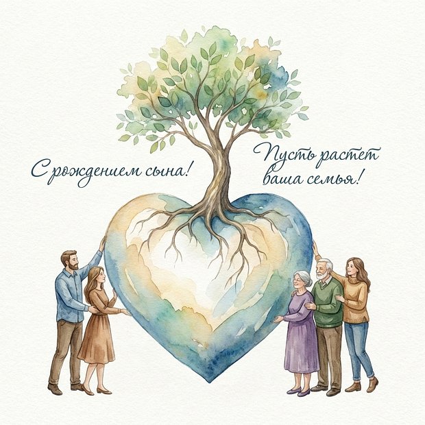 Открытка с рождением сына

