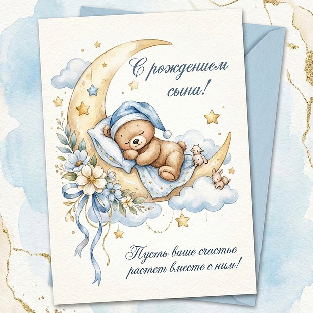 Открытка маме с рождением сына

