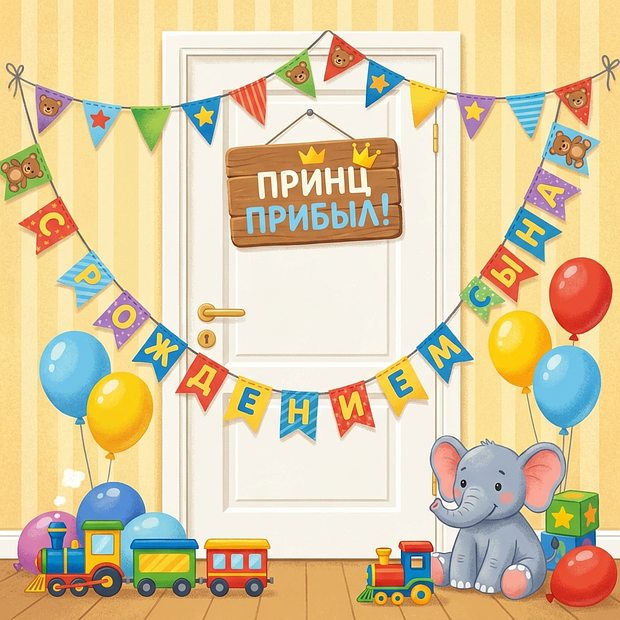 Открытка с рождением сына

