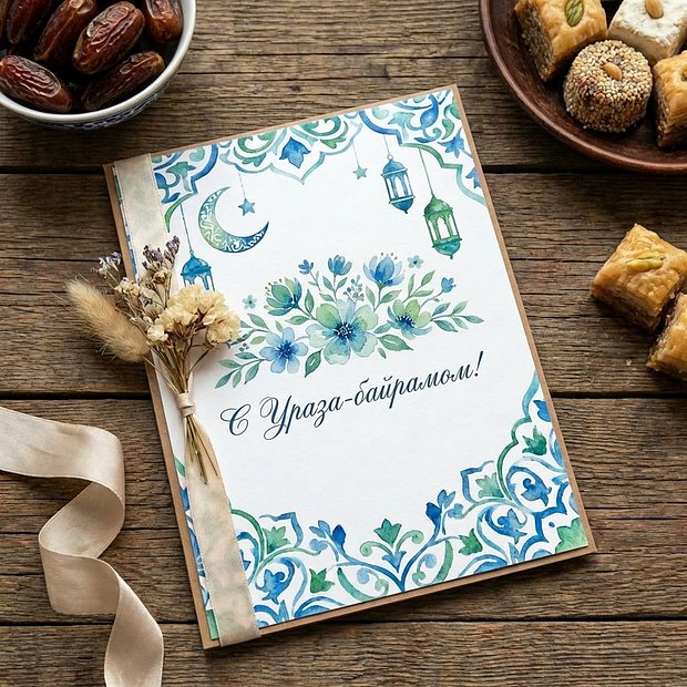 Открытка с праздником Ураза-байрам
