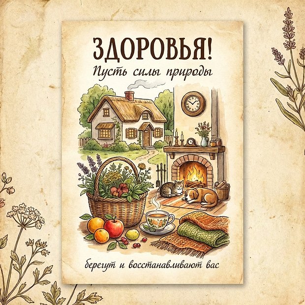 Открытка с пожеланием добра и здоровья
