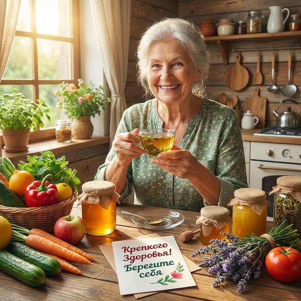 Открытка с пожеланием здоровья утром
