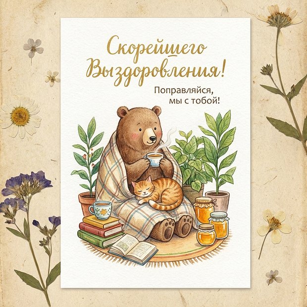 Открытка с пожеланиями доброго здоровья
