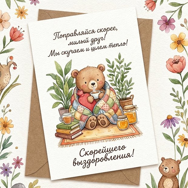 Открытка с пожеланием добра и здоровья
