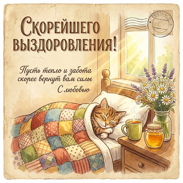 Открытка с пожеланиями здоровья	
