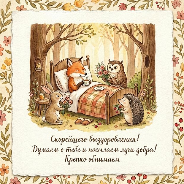 Красивая открытка с пожеланием доброго здоровья
