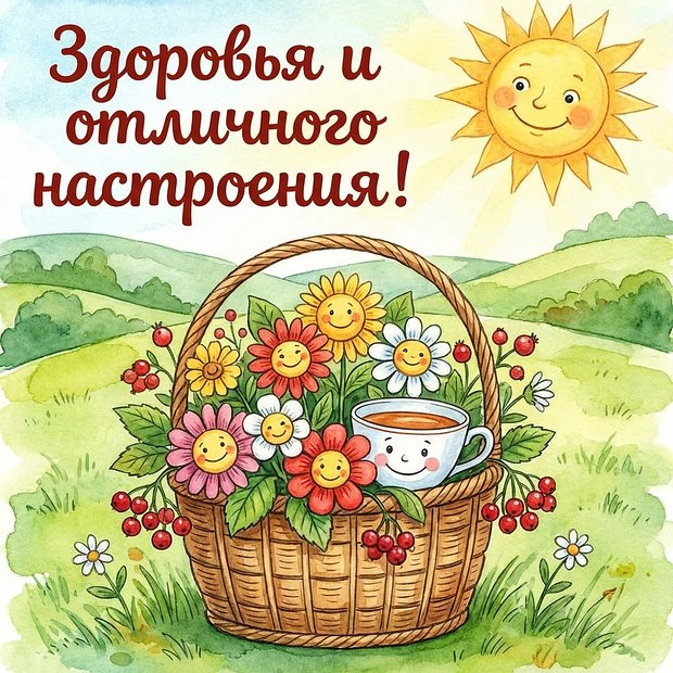Открытка с добрым утром и пожеланиями здоровья
