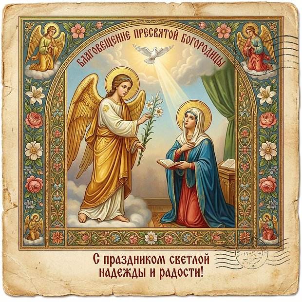 Бесплатная картинка с Благовещением Пресвятой Богородицы
