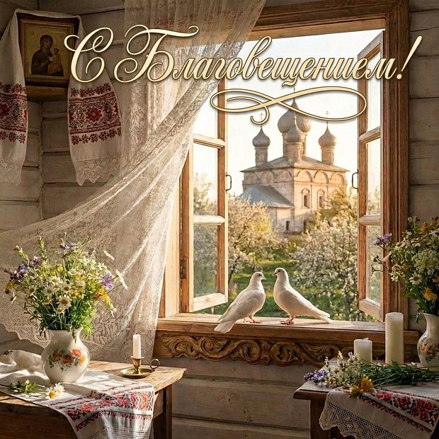 Открытка с Благовещением Пресвятой Богородицы
