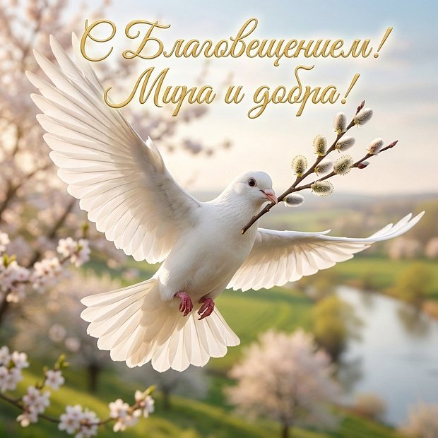 Открытка с праздником Благовещения Пресвятой Богородицы