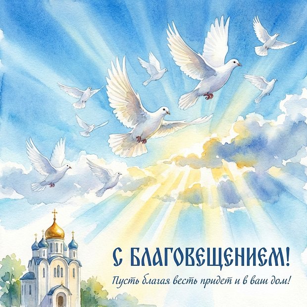 Открытка с днем Благовещения
