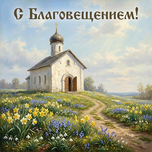 Скачать открытку с Благовещением Пресвятой Богородицы
