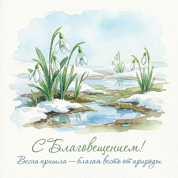 Бесплатная открытка с Благовещением Пресвятой Богородицы 
