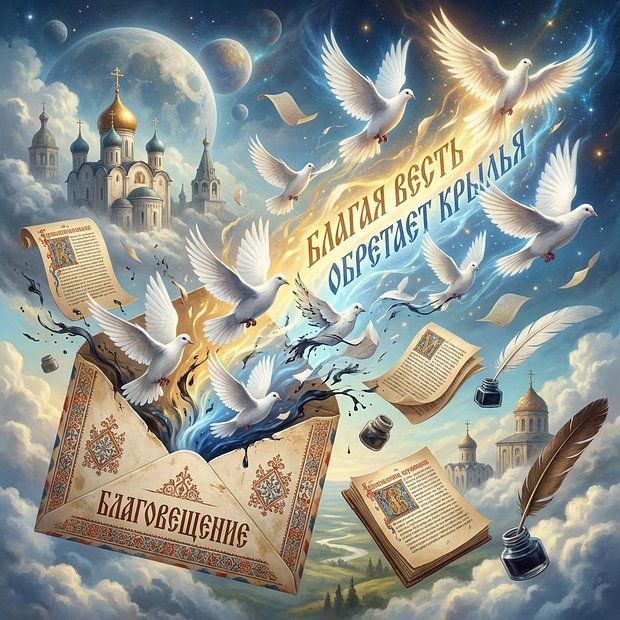 Открытка с Благовещением Пресвятой Богородицы
