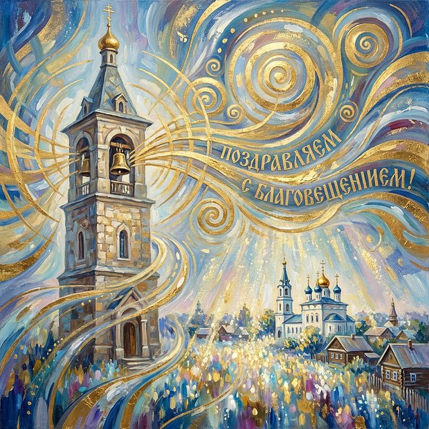 Открытка с праздником Благовещения Пресвятой Богородицы