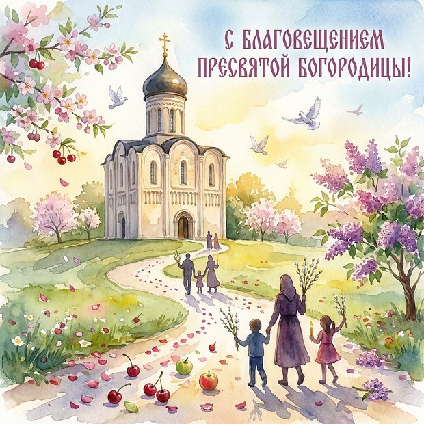 Бесплатная открытка с Благовещением Пресвятой Богородицы 
