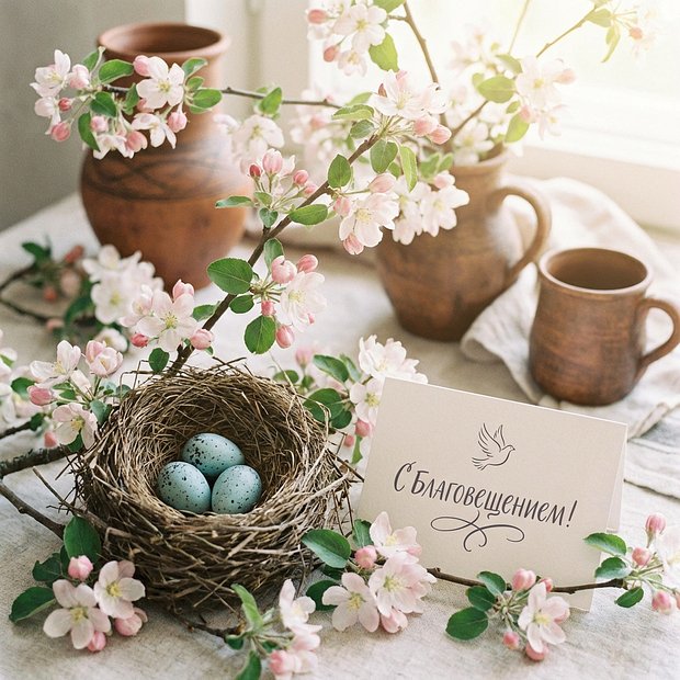 Открытка с Благовещением Пресвятой Богородицы
