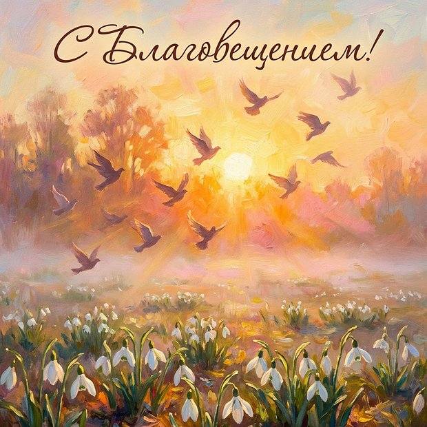 Открытка с праздником Благовещения Пресвятой Богородицы