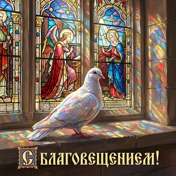Бесплатная открытка с Благовещением Пресвятой Богородицы 
