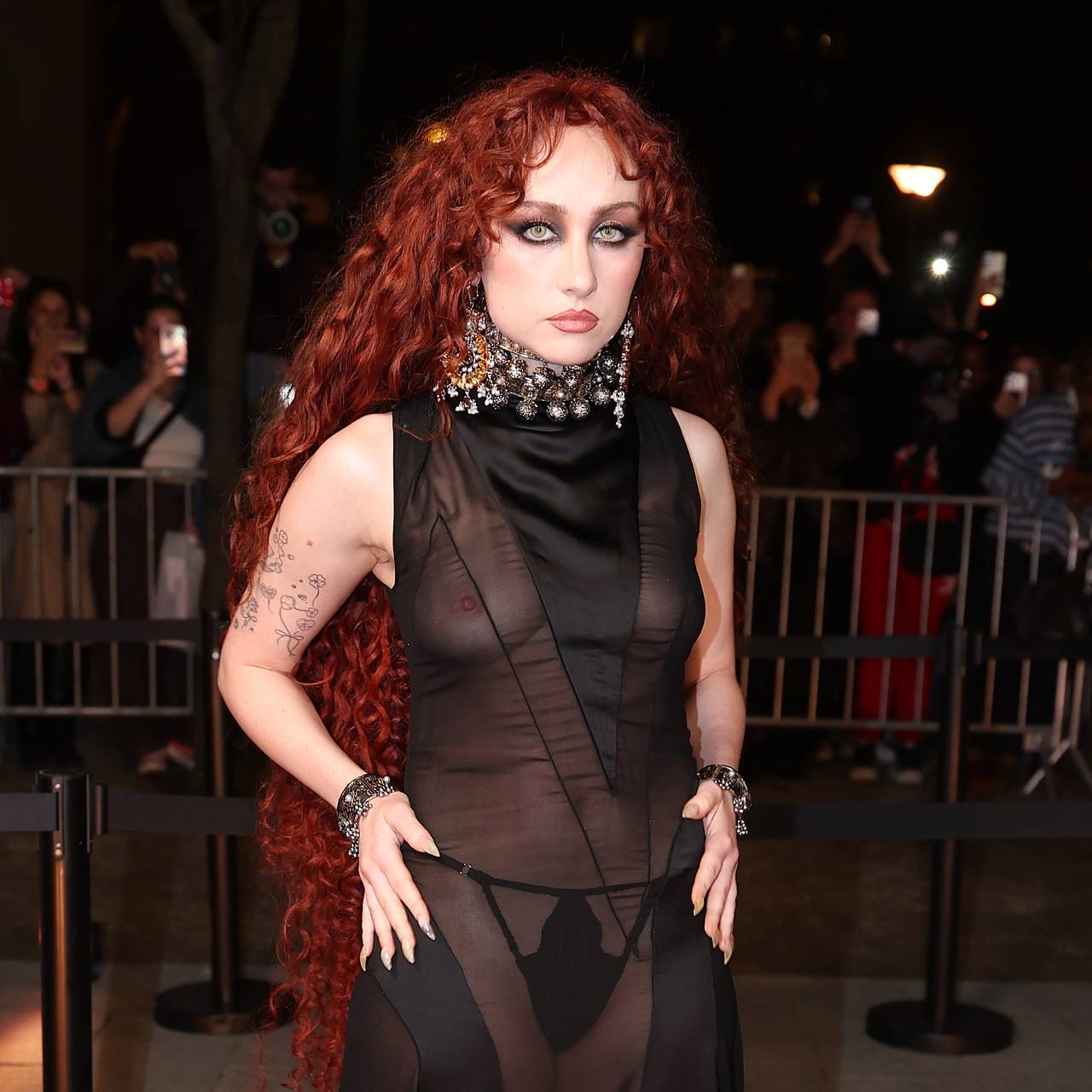 Популярная певица в прозрачном платье без бюстгальтера появилась на Неделе моды