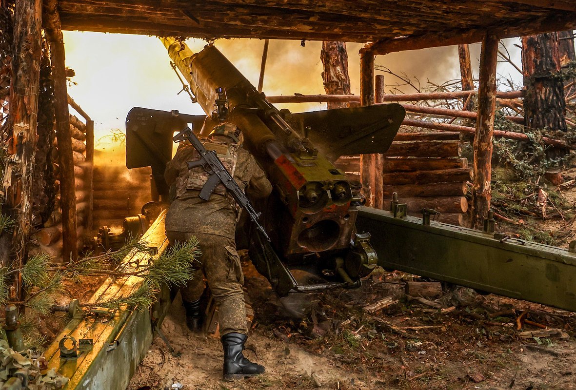 Работа артиллеристов казачьего расчета «Дон», Херсонская область, 20225 год.