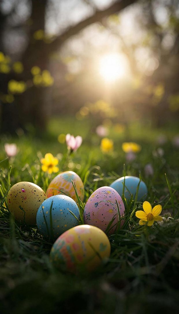 Обои на телефон с крашеными яйцами на Пасху