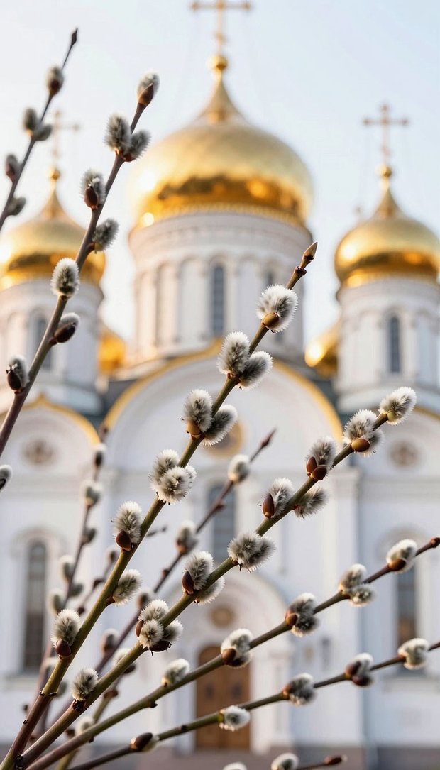 Заставка на телефон к православной Пасхе с видом на храм