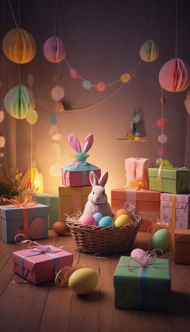 Обои на заставку телефона с кроликом на Пасху